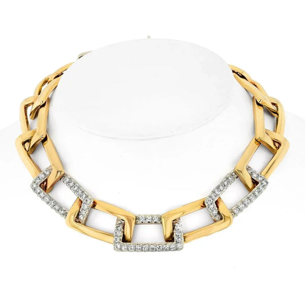 David Webb Platinum & 18K Yellow Gold Open Link Collar Necklace