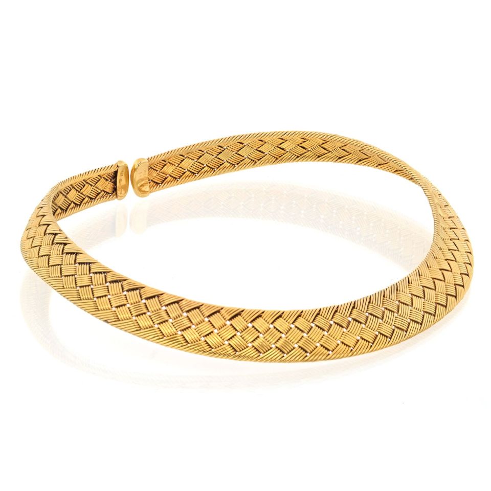 Hermès Collar 18K Yellow Gold Woven Collar Necklace — view 2 — Laura Milman New York
