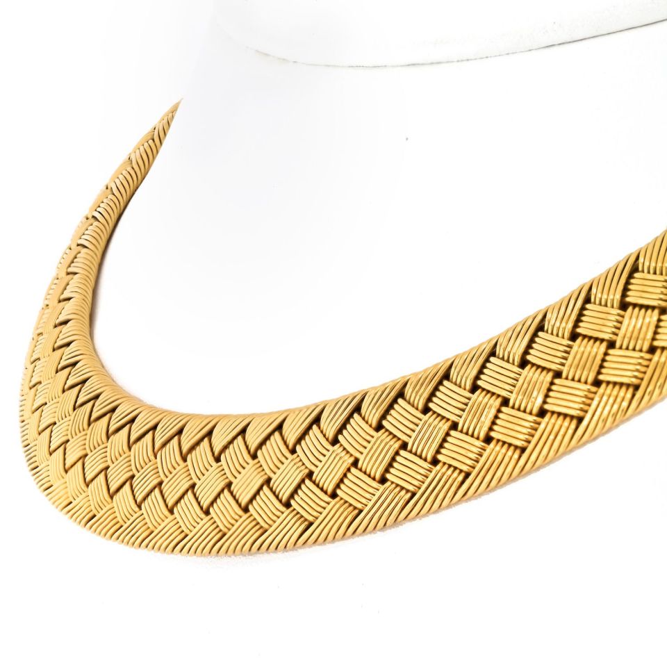 Hermès Collar 18K Yellow Gold Woven Collar Necklace — view 4 — Laura Milman New York