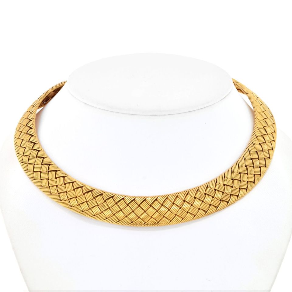 Hermès Collar 18K Yellow Gold Woven Collar Necklace — Laura Milman New York