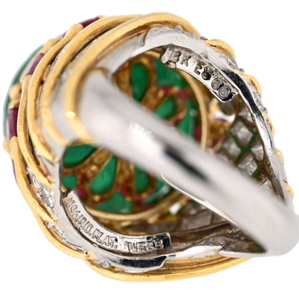 David Webb Estate Ring 18K Yellow Gold and Platinum
