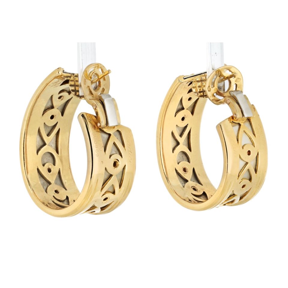 Vintage Cartier Panthere Hoop Earrings in 18K Yellow Gold, 1.3-Inch Length