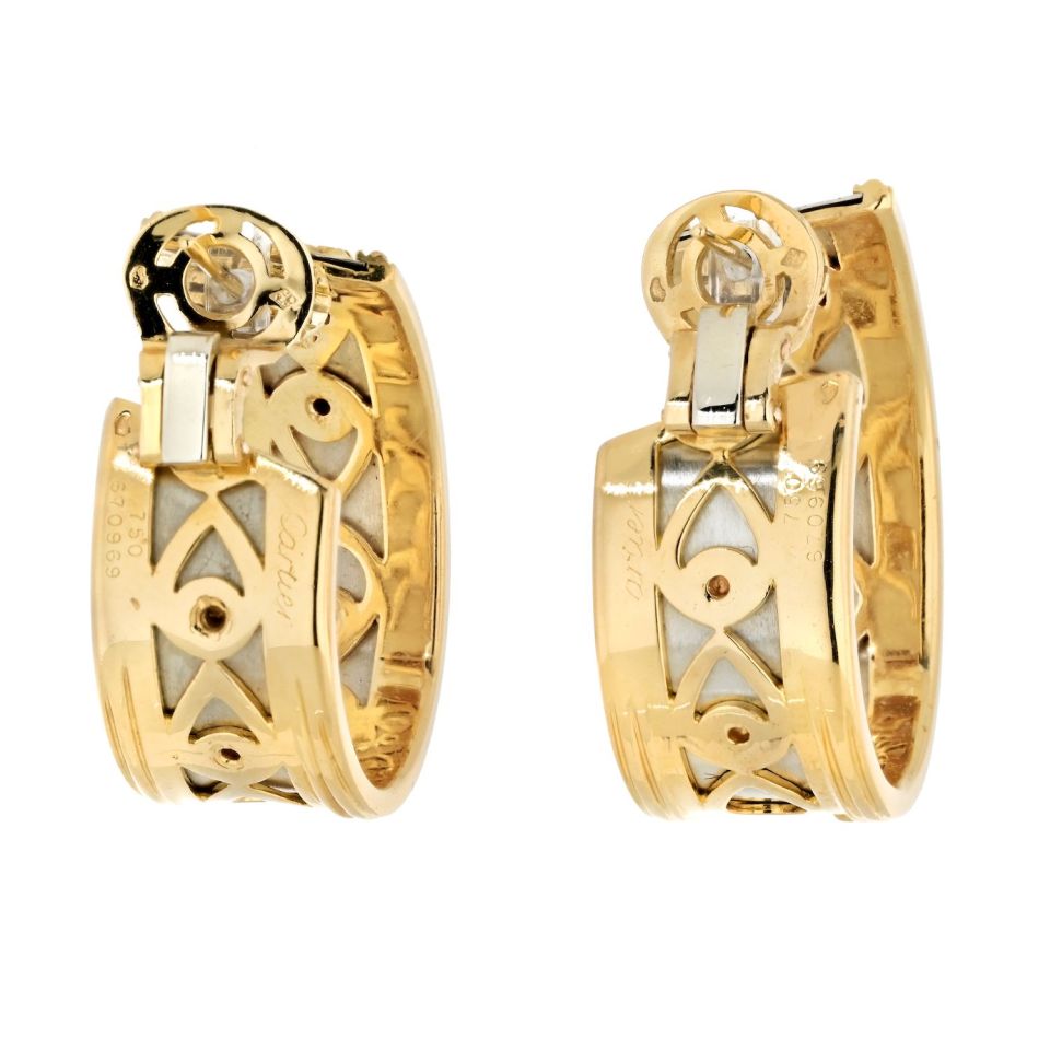 Vintage Cartier Panthere Hoop Earrings in 18K Yellow Gold, 1.3-Inch Length