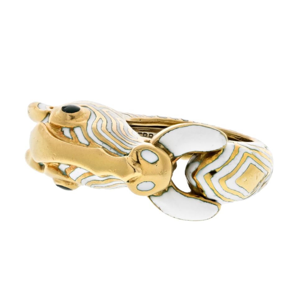 David Webb Estate Ring 18K Yellow Gold and Platinum