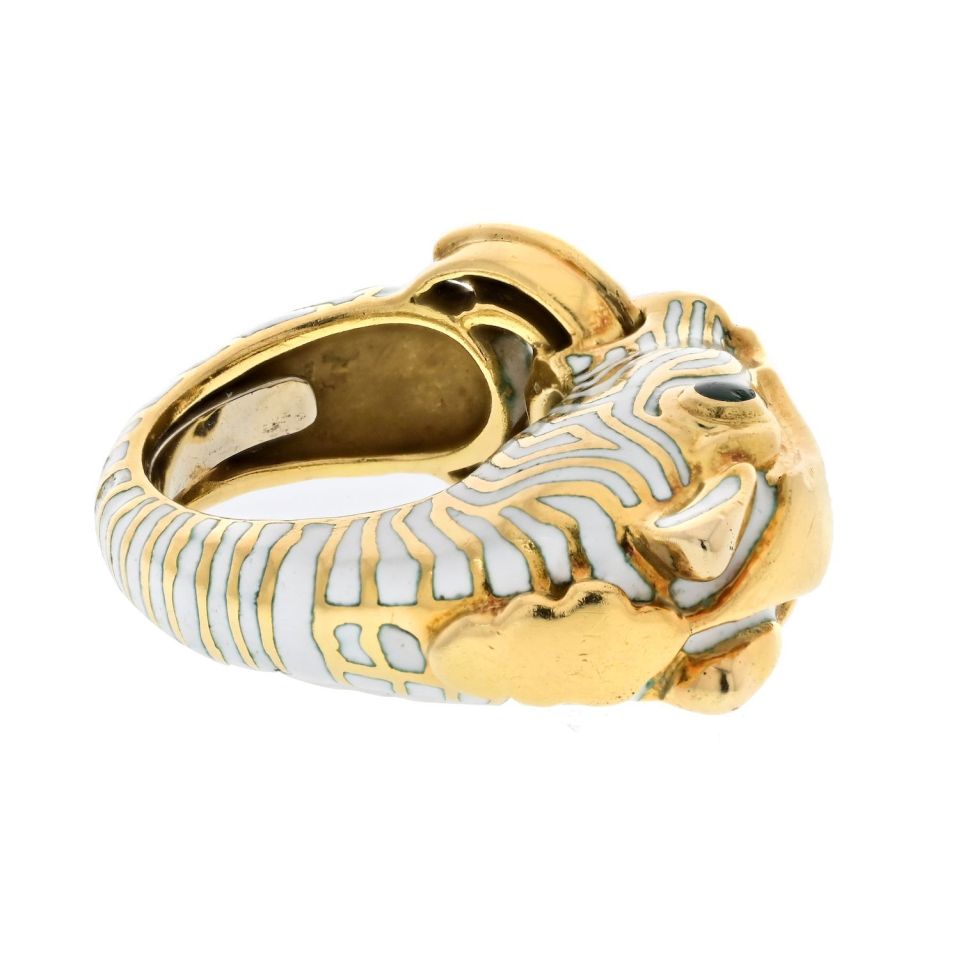 David Webb Estate Ring 18K Yellow Gold and Platinum