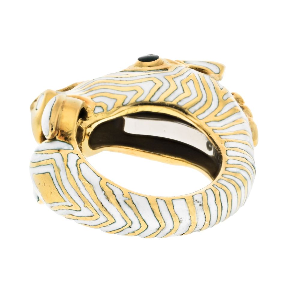 David Webb Estate Ring 18K Yellow Gold and Platinum