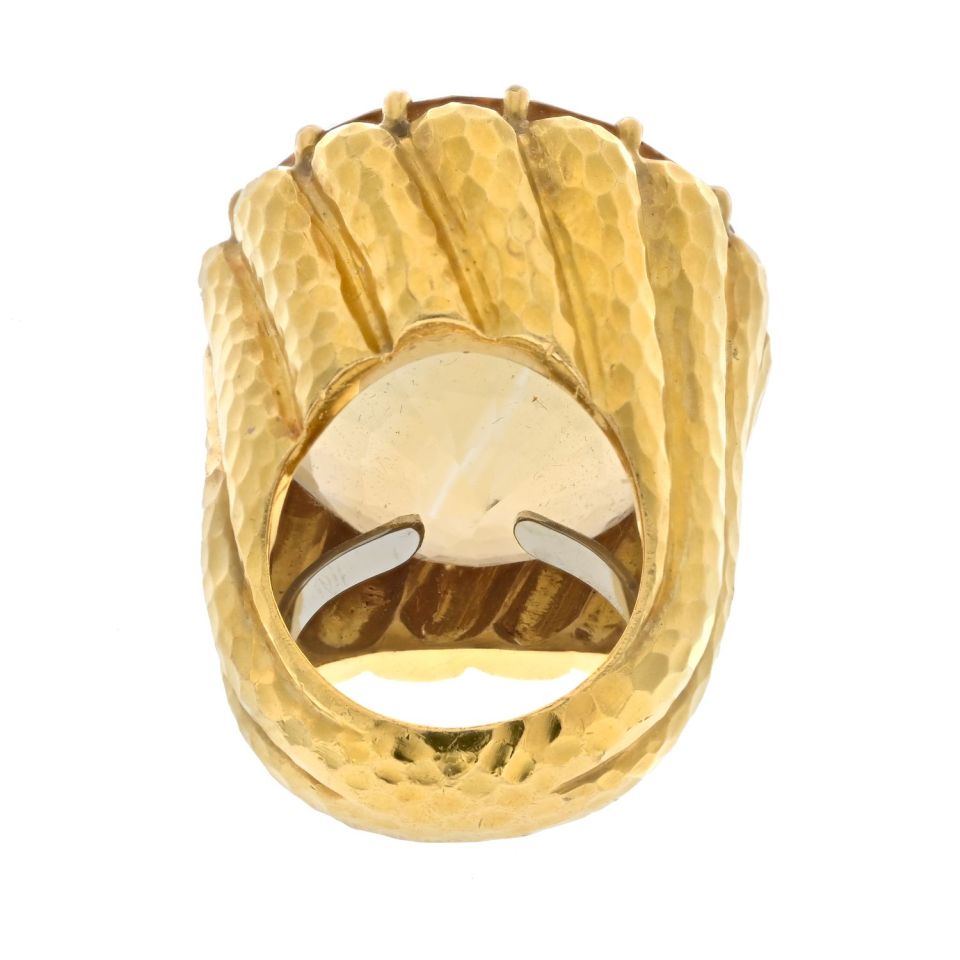 David Webb Estate Ring 18K Yellow Gold and Platinum