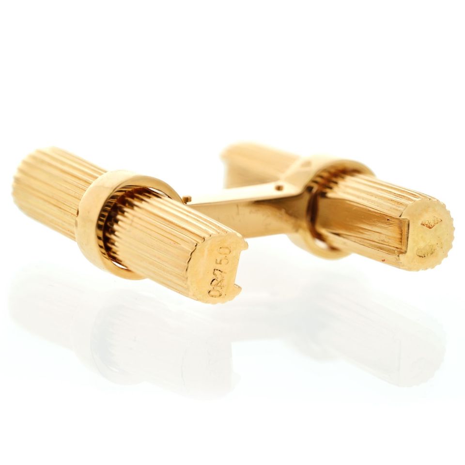Cartier 18K Gold Baton Cufflinks with Lapis, Malachite, Onyx