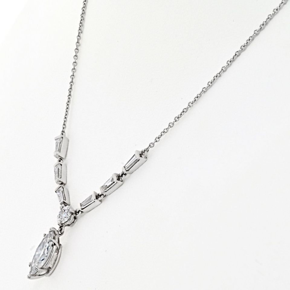 Tiffany Platinum 1.5ct Marquise Diamond Drop Necklace 4.7g