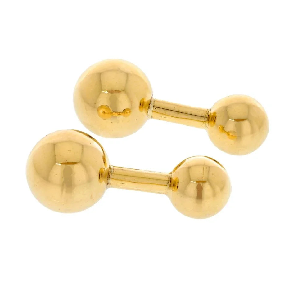 Cartier 18K Yellow Gold Barbell Cuff Links — view 3 — Laura Milman New York