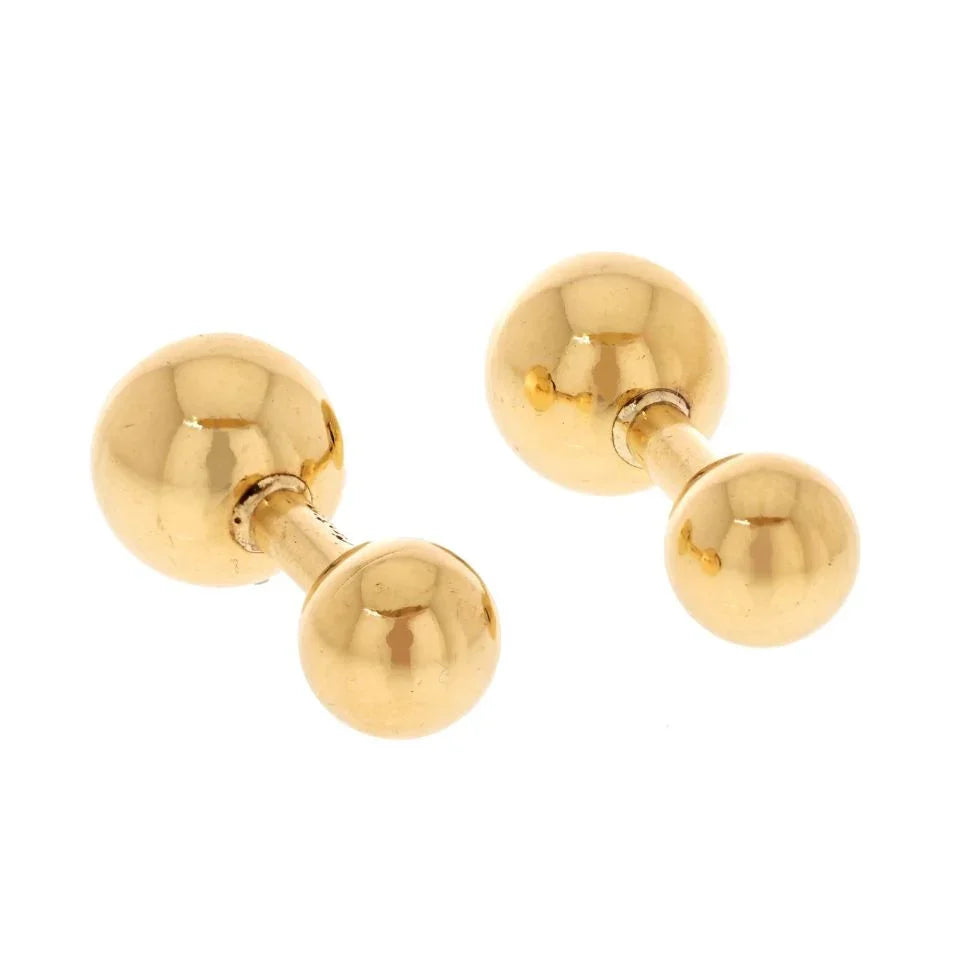 Cartier 18K Yellow Gold Barbell Cuff Links — view 4 — Laura Milman New York