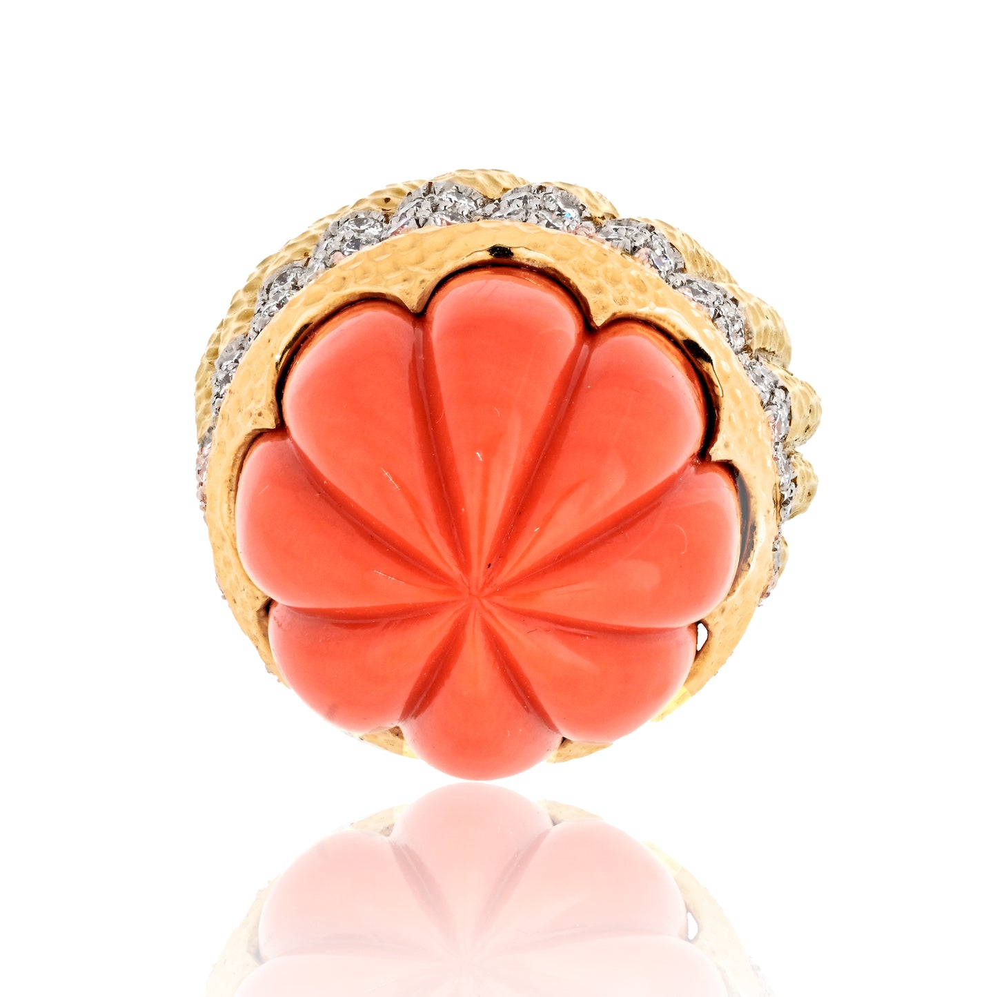 David Webb Estate Ring 18K Yellow Gold and Platinum 2.11 cts Diamond