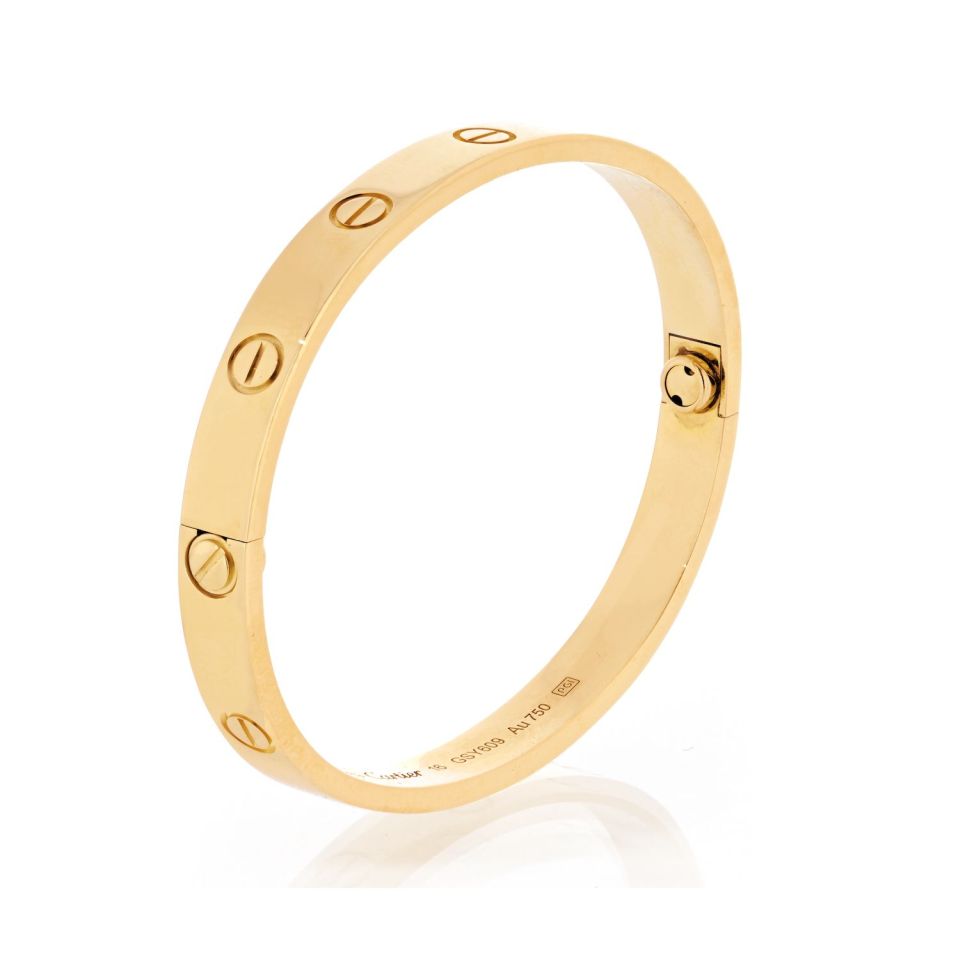 Pre-Owned Cartier Love 18K Yellow Gold Size 16 With COA Bracelet view 3 - Cartier — Laura Milman New York