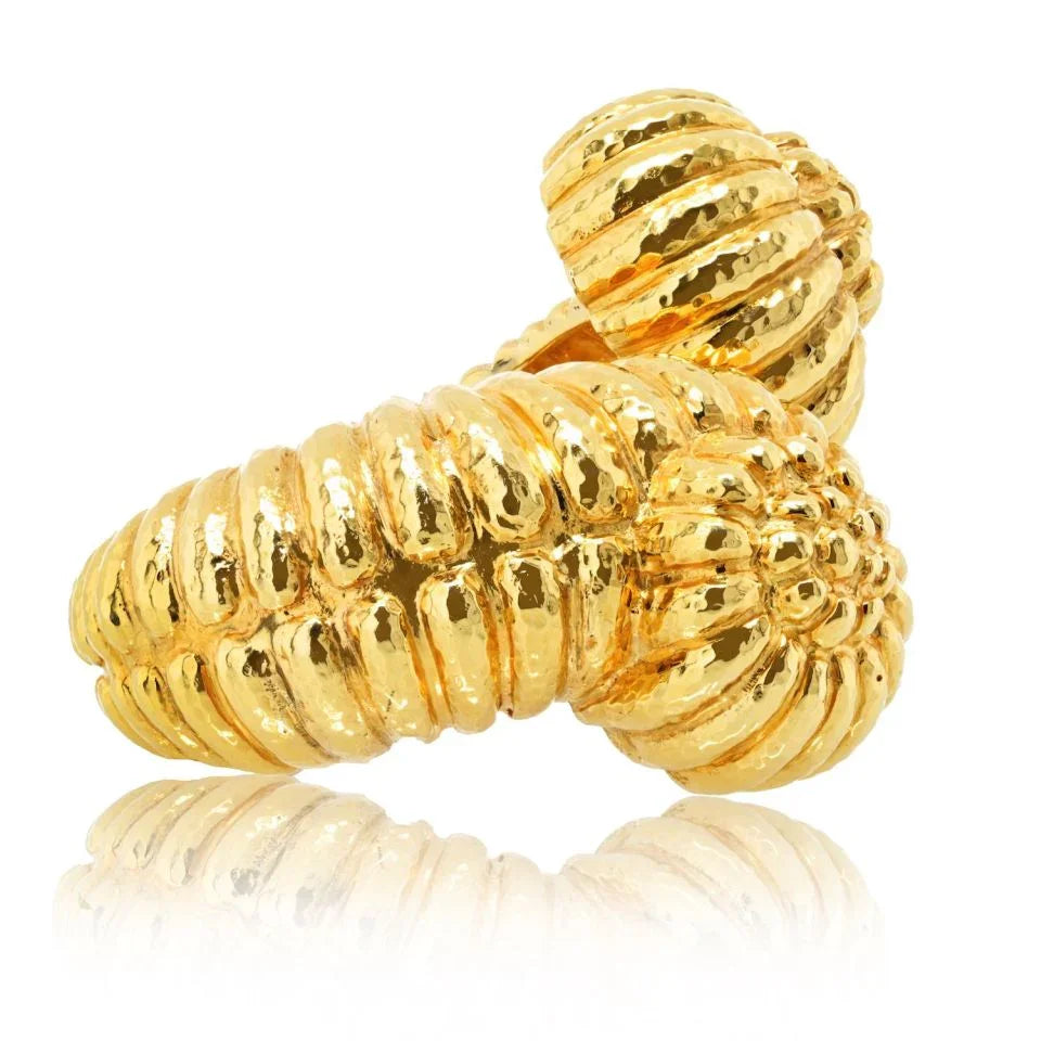 David Webb Bypass 18K Yellow Gold Bypass Fluted Crossover Bracelet — view 2 — Laura Milman New York