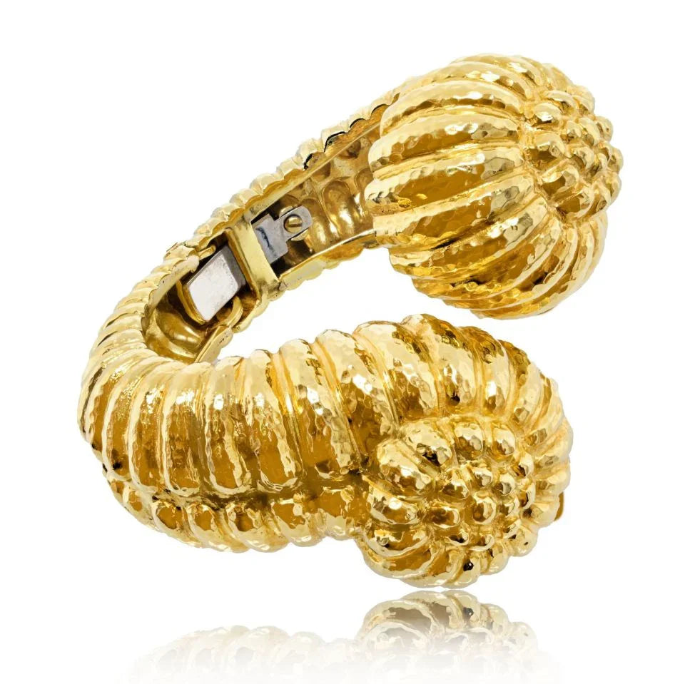 David Webb Bypass 18K Yellow Gold Bypass Fluted Crossover Bracelet — view 4 — Laura Milman New York