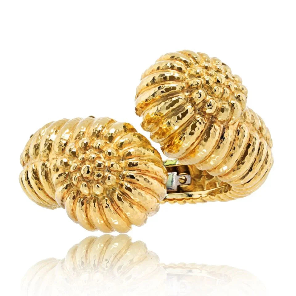 David Webb Bypass 18K Yellow Gold Bypass Fluted Crossover Bracelet — Laura Milman New York