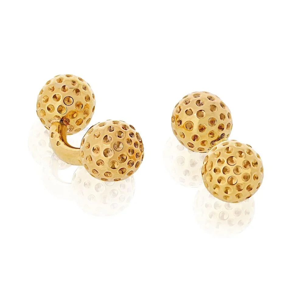 Pre-Owned Hermes 18K Yellow Gold Golf Ball Cuff Links view 2 - Hermès — Laura Milman New York