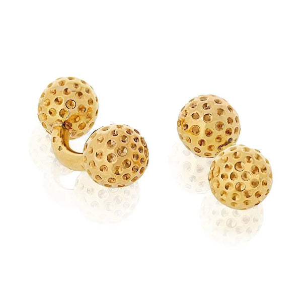 Pre-Owned Hermes 18K Yellow Gold Golf Ball Cuff Links view 2 - Hermès