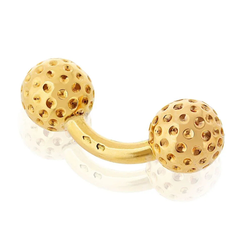 Pre-Owned Hermes 18K Yellow Gold Golf Ball Cuff Links view 4 - Hermès — Laura Milman New York