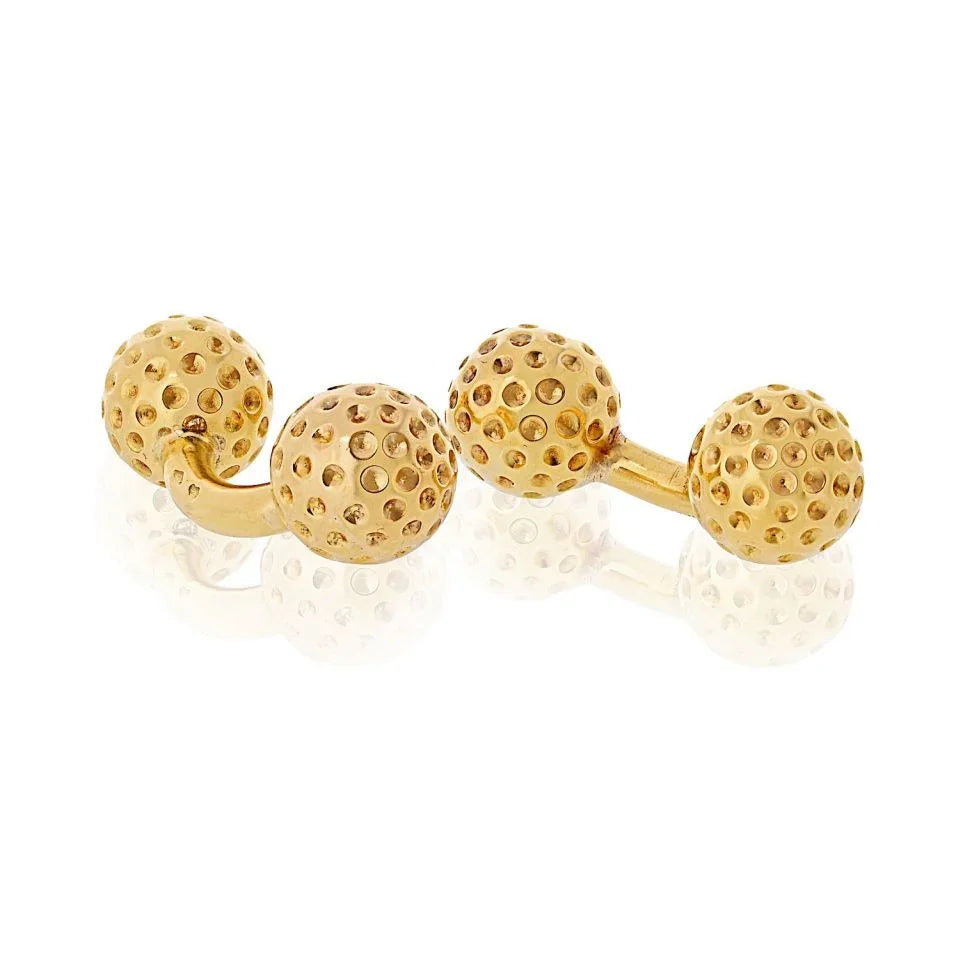 Pre-Owned Hermes 18K Yellow Gold Golf Ball Cuff Links - Hermès Cufflinks — Laura Milman New York