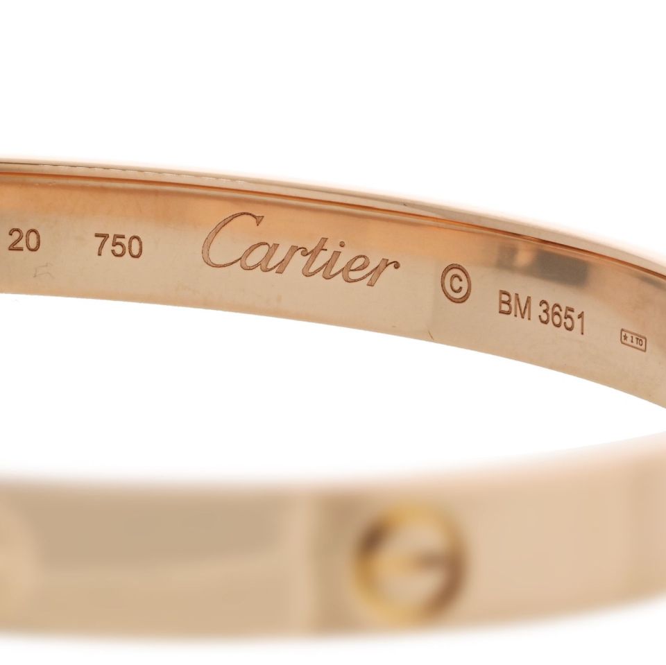 Cartier 18K Rose Gold Love Bangle with Removable Screws, Size 20