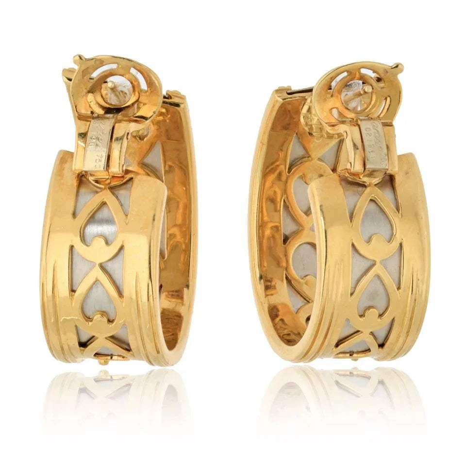 Cartier Platinum & 18K Yellow Gold Walking Panthere Earrings — view 4 — Laura Milman New York
