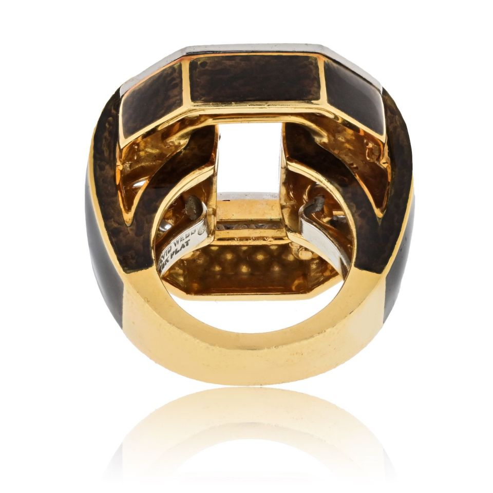 David Webb Estate Ring 18K Yellow Gold and Platinum