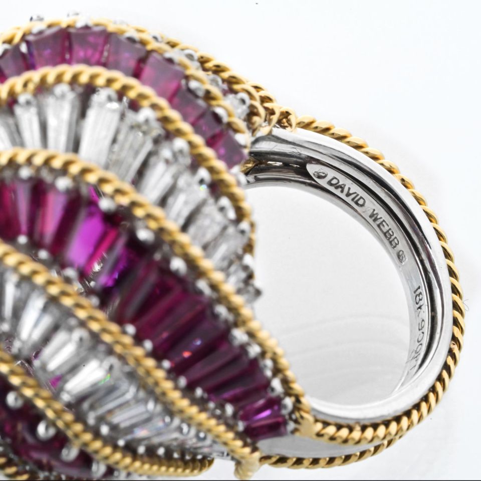 David Webb Estate Ring 18K Yellow Gold and Platinum