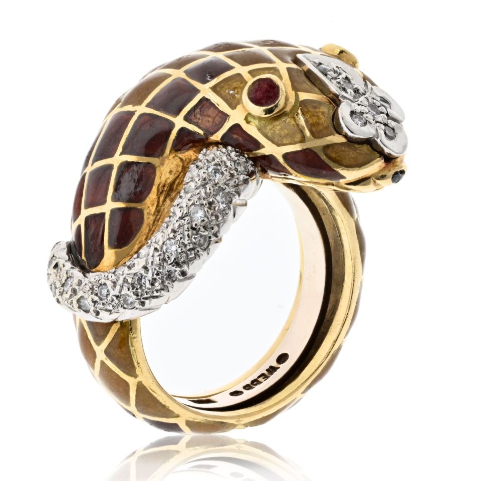 David Webb Estate Ring 18K Yellow Gold and Platinum
