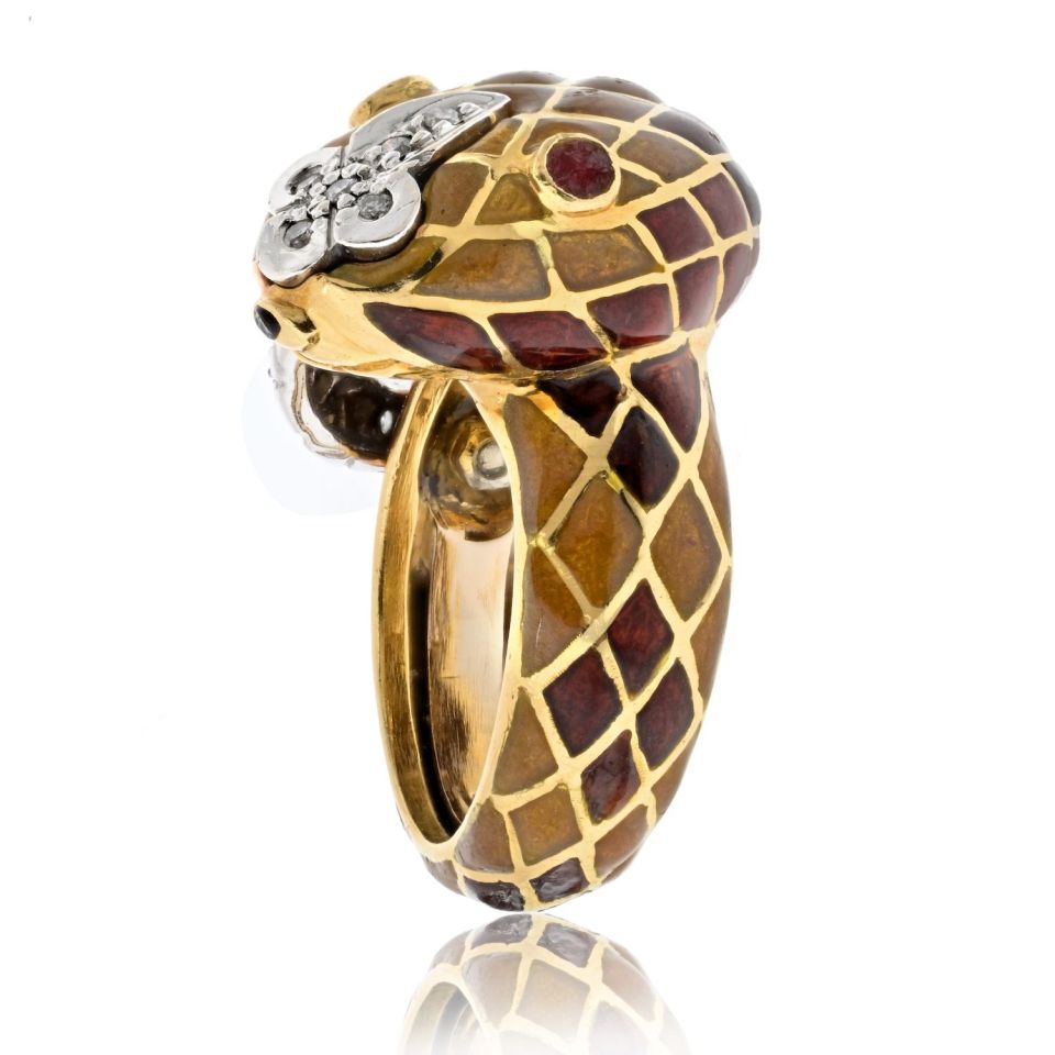 David Webb Estate Ring 18K Yellow Gold and Platinum