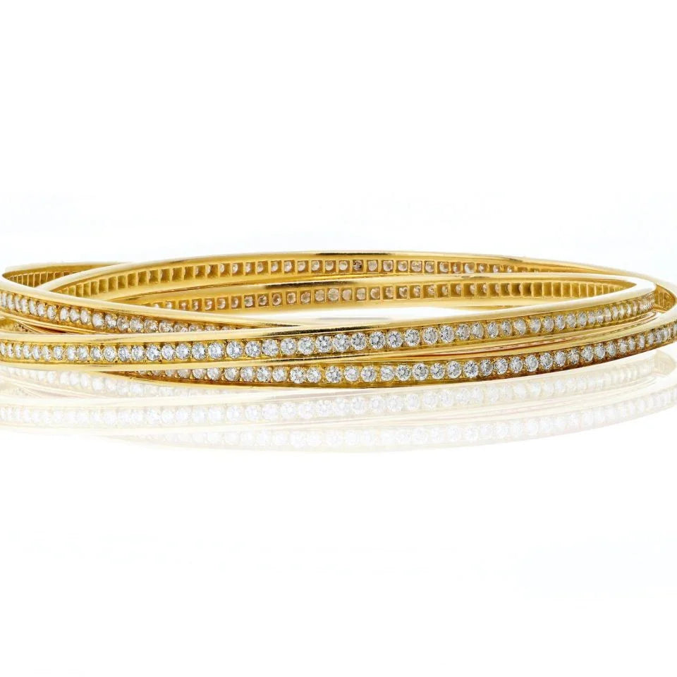 Cartier 18K Yellow Gold Trinity Diamond Slip On Bracelet — view 2 — Laura Milman New York