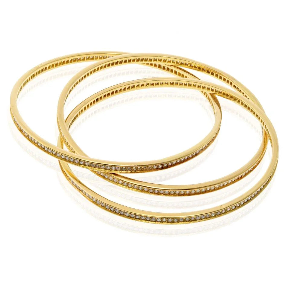 Cartier 18K Yellow Gold Trinity Diamond Slip On Bracelet — view 3 — Laura Milman New York