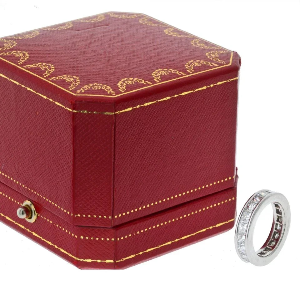 Cartier Platinum 5.50cttw Princess Cut Diamond Eternity Eu 49 Ring — view 2 — Laura Milman New York
