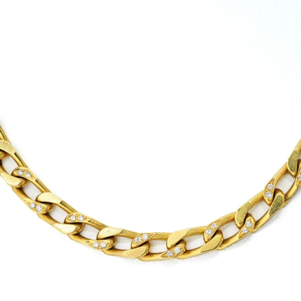 Bvlgari 18K Yellow Gold 1960's Diamond Link Chain — view 3 — Laura Milman New York