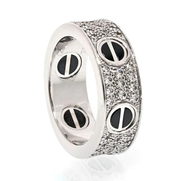 Cartier 18K White Gold Love Black Ceramic Eu 49 Ring — view 2