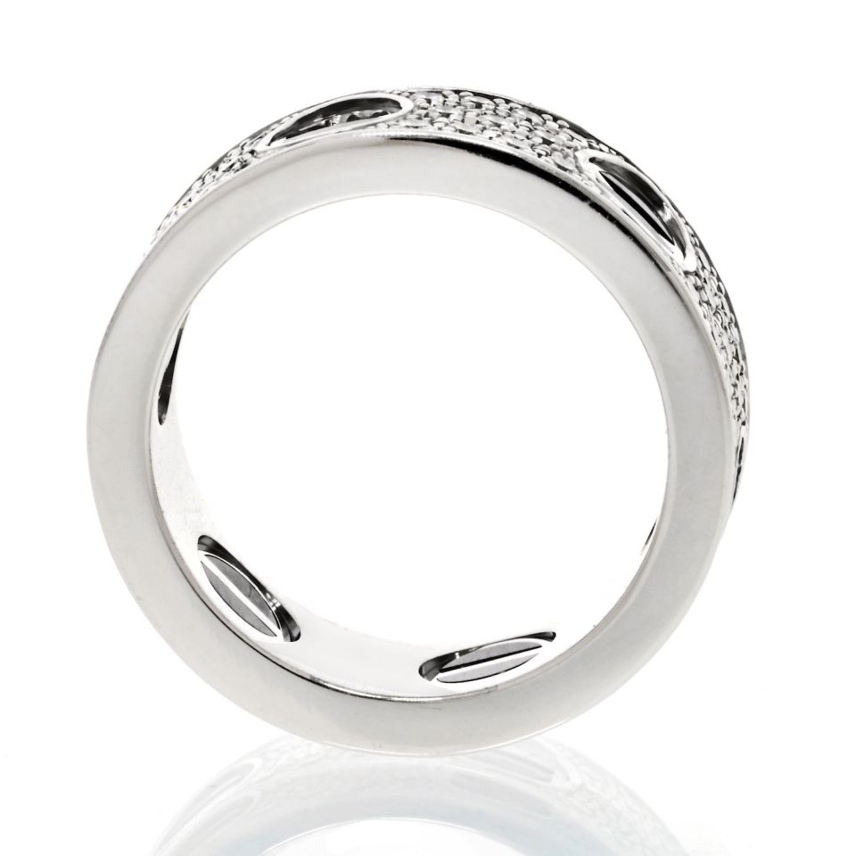 Cartier 18K White Gold Love Ring with Black Ceramic, Size 5.25