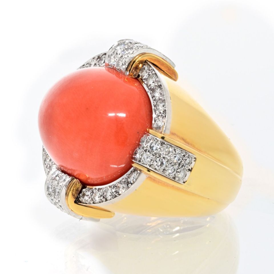 David Webb Estate Ring 18K Yellow Gold and Platinum