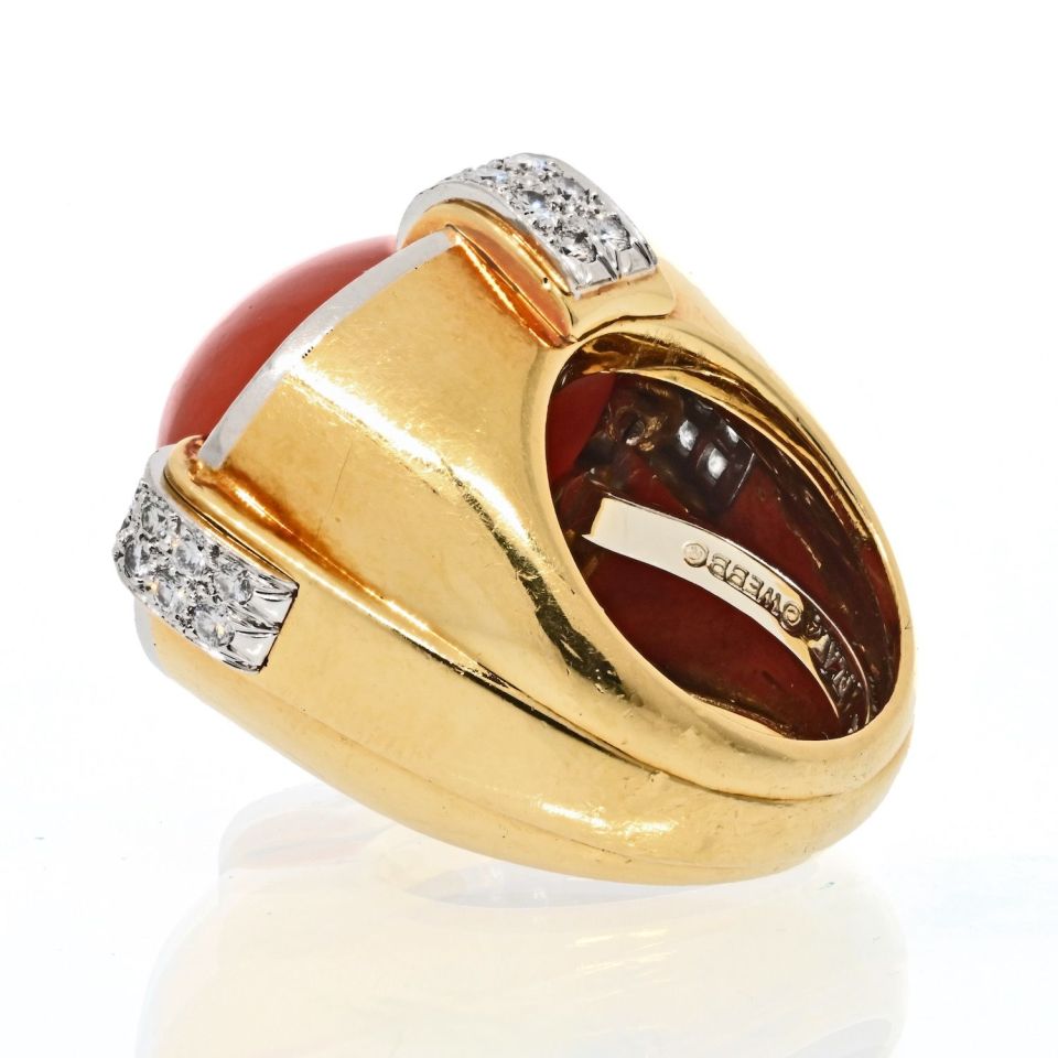 David Webb Estate Ring 18K Yellow Gold and Platinum