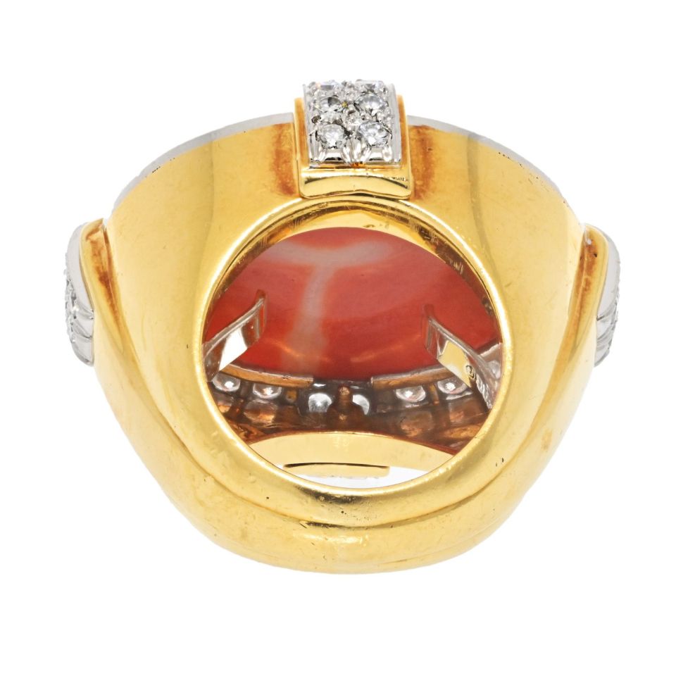 David Webb Estate Ring 18K Yellow Gold and Platinum