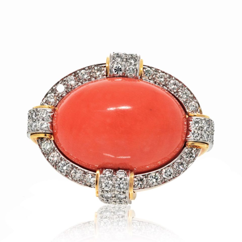 David Webb Estate Ring 18K Yellow Gold and Platinum