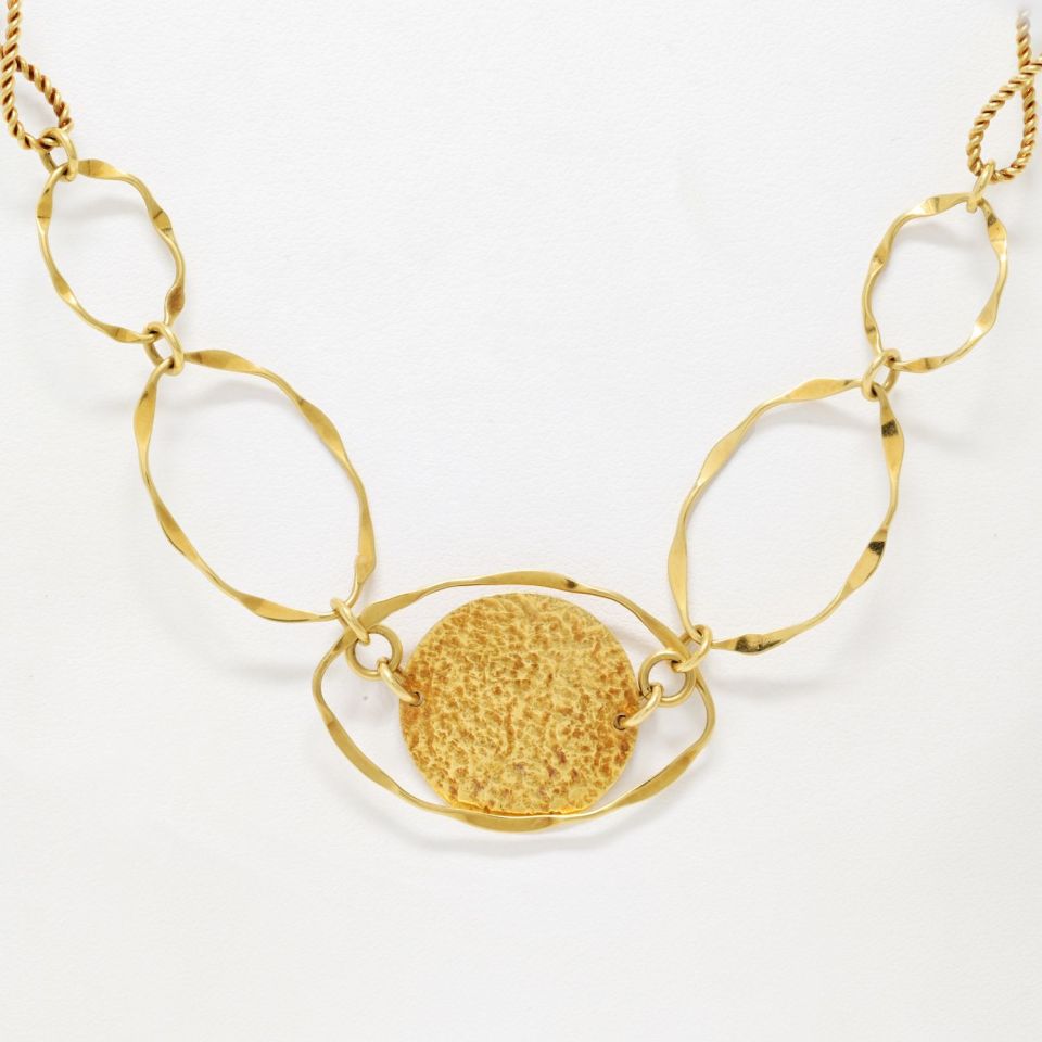 Vintage Cartier 18K Yellow Gold Wire Twist Disk Chain Necklace, 34 Inches