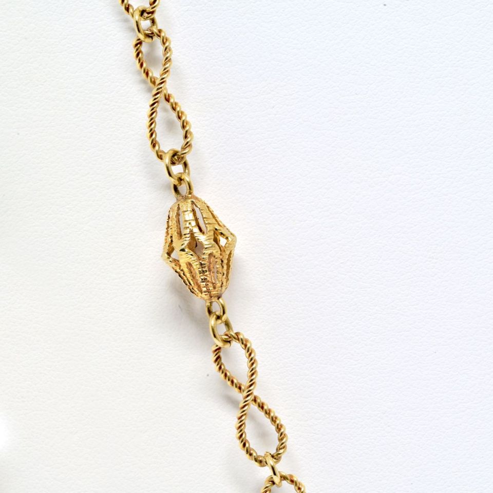 Vintage Cartier 18K Yellow Gold Wire Twist Disk Chain Necklace, 34 Inches