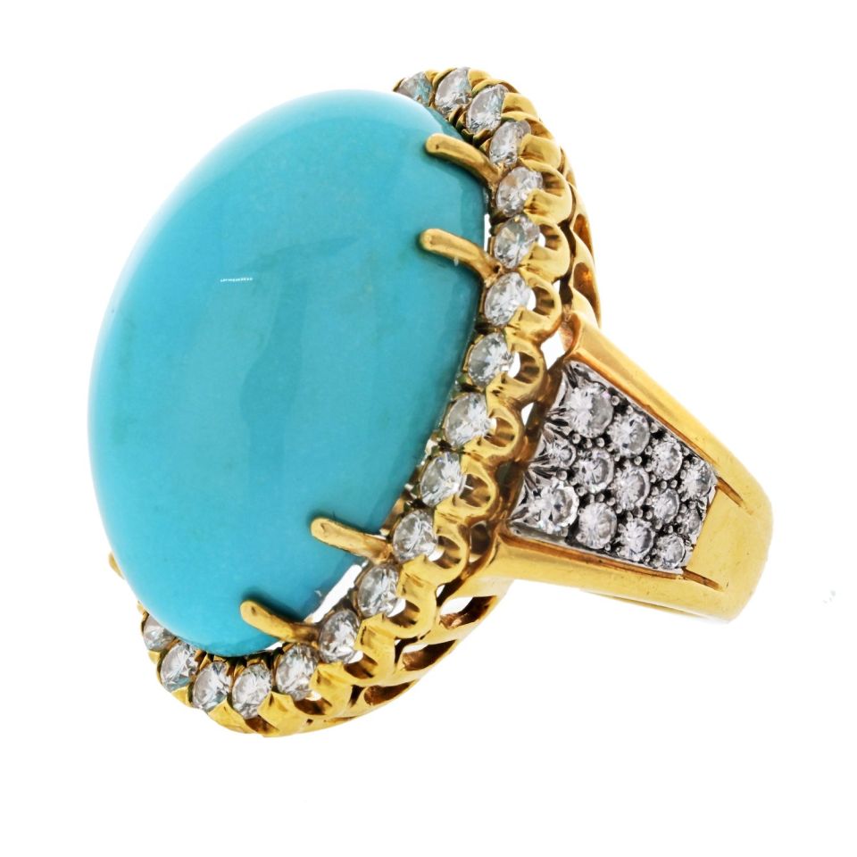 David Webb Estate Ring 18K Yellow Gold and Platinum