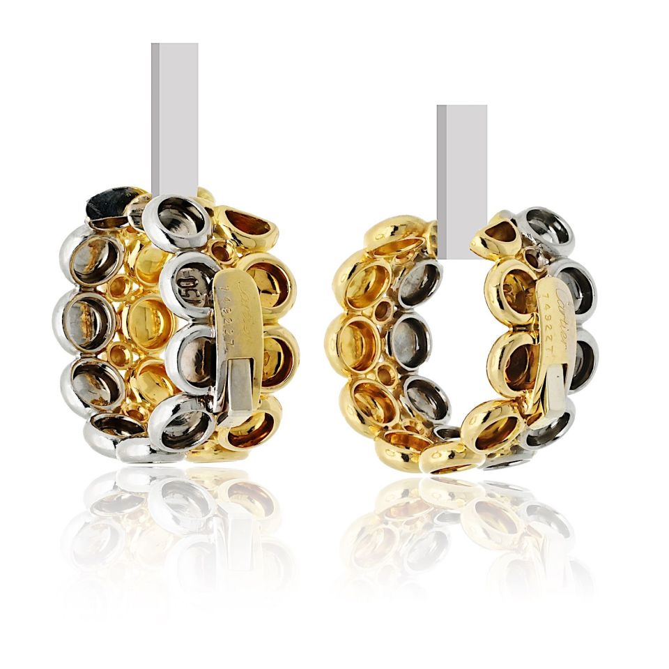 Cartier Two-Tone Honeymoon Huggie Clip-On Earrings, 0.5-Inch Width