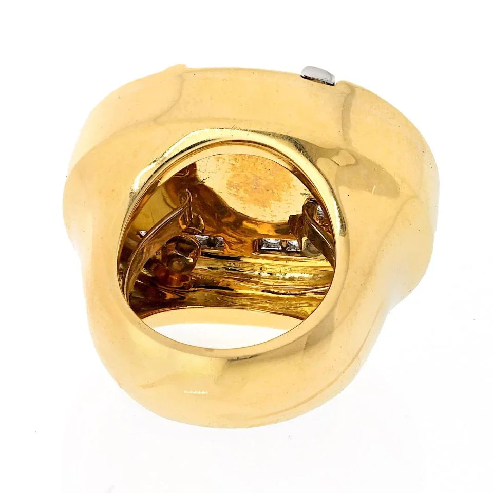 David Webb 18K Yellow Gold Black And White Enamel Diamond Ring — view 4 — Laura Milman New York