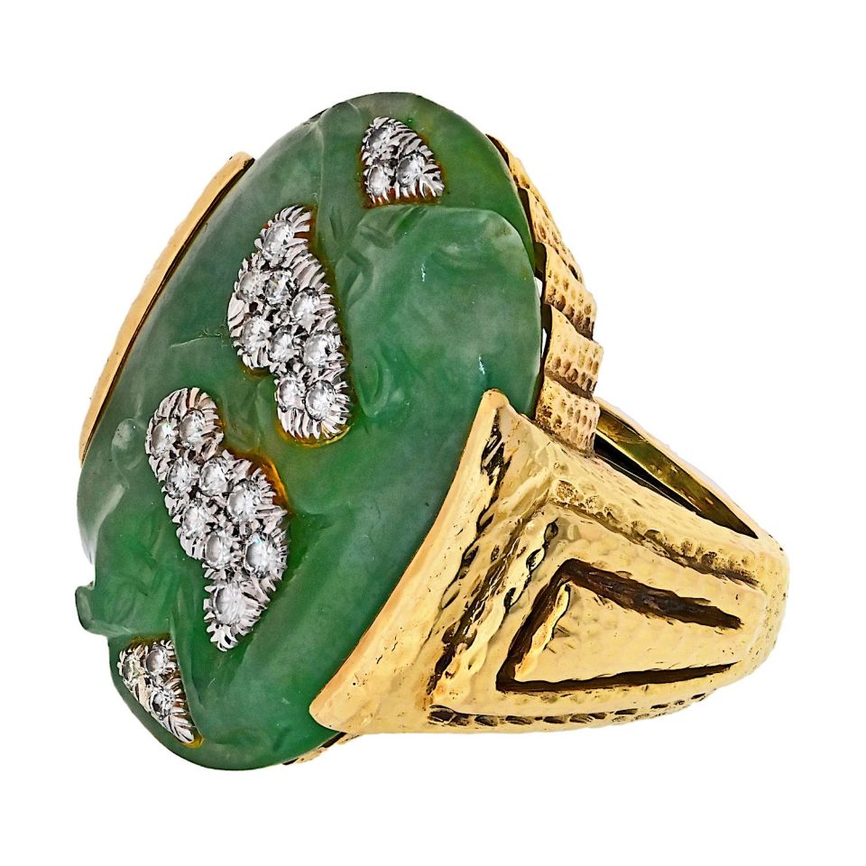 David Webb Estate Ring 18K Yellow Gold and Platinum