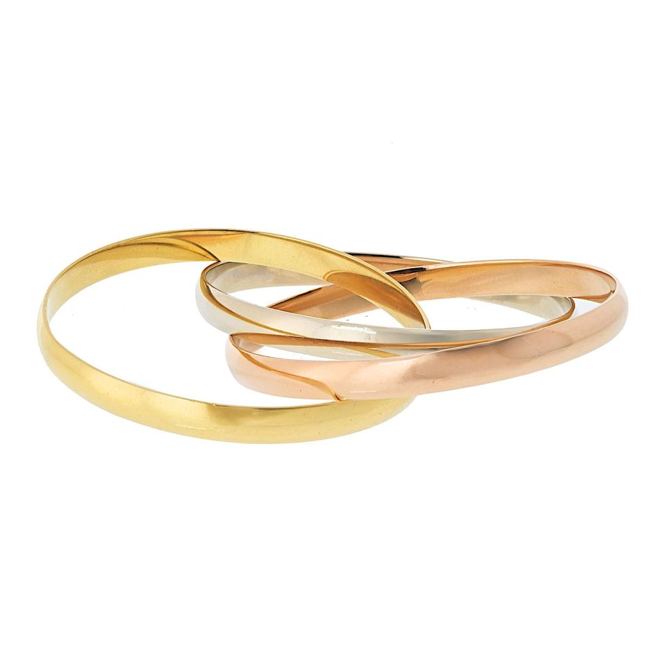 Cartier 18K Tri Color Trinity Bangle Bracelet Size 15/16