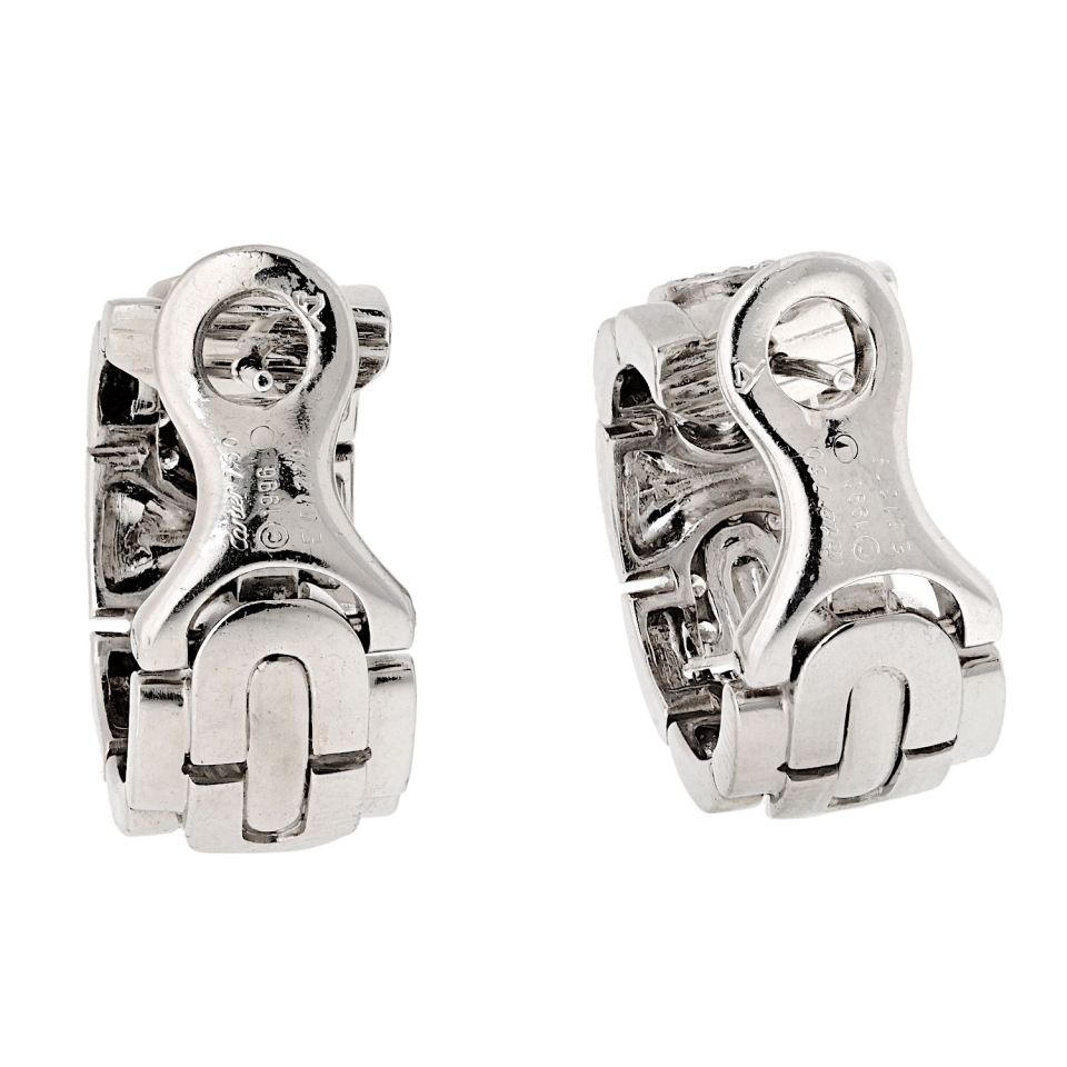 Cartier 18K White Gold Maillon Panthere Hoop Earrings — view 4 — Laura Milman New York