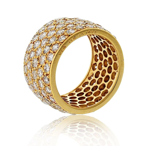 Van Cleef & Arpels 18K Yellow Gold 5 Row Pave Round Cut Diamond Ring — view 2