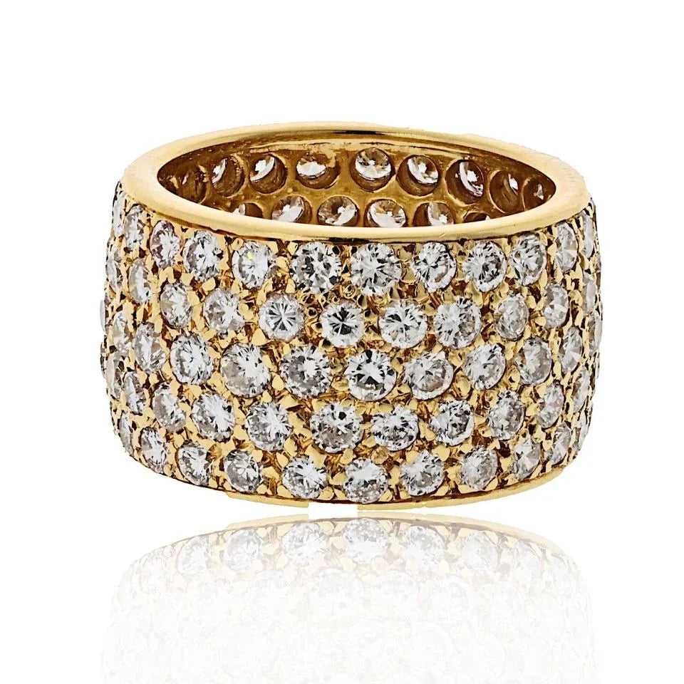 Van Cleef & Arpels 18K Yellow Gold 5 Row Pave Round Cut Diamond Ring — view 3 — Laura Milman New York